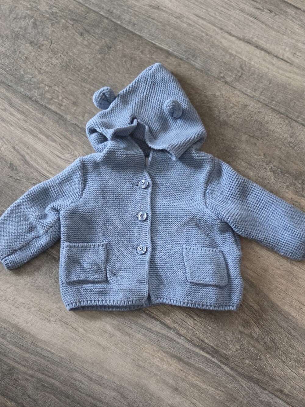 GAP Baby EUC 0-3 Months Blue Cableknit Hooded Sweater